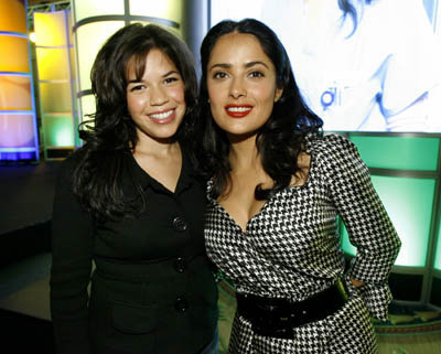America Ferrera Stars in Ugly Betty This Fall Poses with Salma Hayek